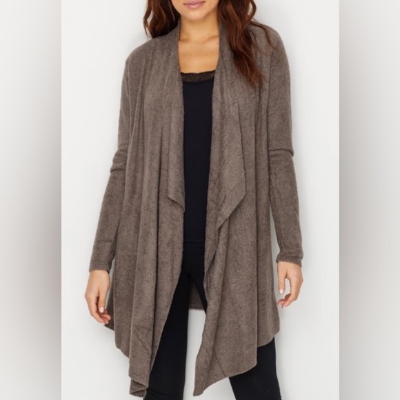 Barefoot Dreams CozyChic Lite Drape Front Calypso Wrap in Cocoa Brown 1X - Picture 3 of 5